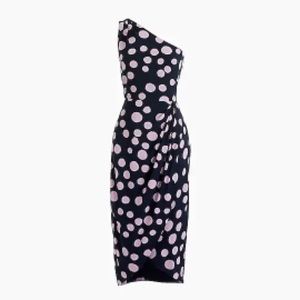J.Crew silk one-shoulder dress in polka dot